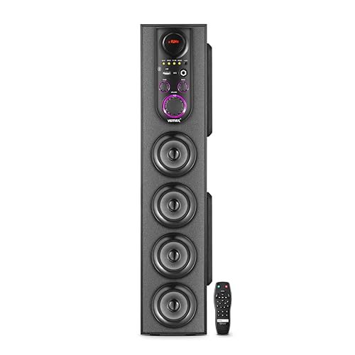 Image of VEmax Mauve 6.1 Channel Bluetooth Double Woofer 110W Tower Speaker with Karoake MIC Support, USB, FM (BIS Certified)