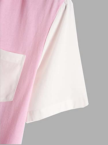 WDIRARA Men's Colorblock Button Down Short Sleeve Pocket Front Shirt Tops3
