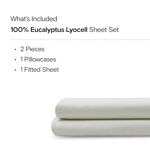 Sijo AiryWeight Tencel Sheet Set, 100% Lyocell Derived from Eucalyptus, Buttery Soft, Architectural Digest 2022 Best Cooling Sheets Winner - 2pc - 1 Pillowcase 1 Fitted (Ivory, Twin XL)