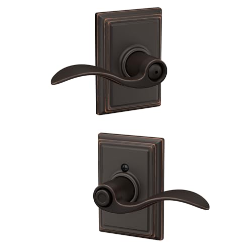 Image of Schlage F40 ACC 716 ADD Accent Door Lever with Addison Trim, Bed & Bath Privacy Lock, Aged Bronze