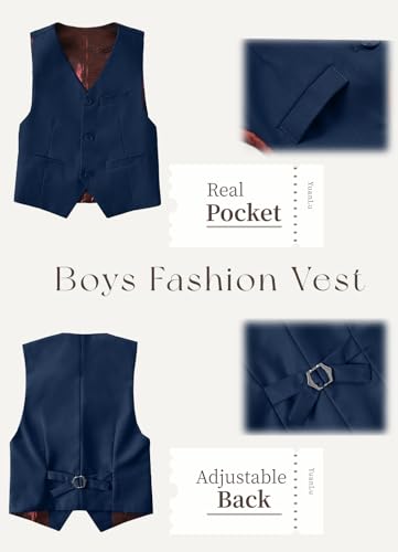 Image of YuanLu Boys Suit Homecoming Dresses for Kids Ring Bearer Outfit Suits Tuxedo Formal Vest and Pants Suit Set