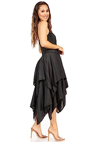 Image of Sakkas Lady Mary Jacquard Corset Style Bodice Lightweight Handkerchief Hem Dress