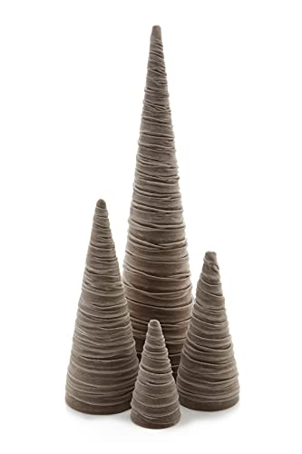 Image of Your Heart's Content Velvet Trees Set of 4 Taupe, Modern Mantel, Luxurious Home Entry, Minimalist, Gift for, Wedding Centerpiece, Valentine Tabletop Tree (Taupe)