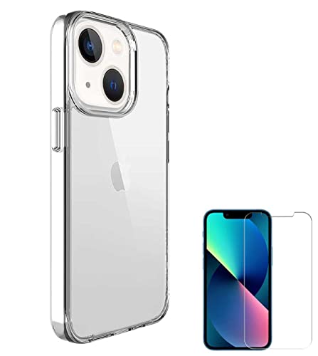 Image of Soft Flexible Silicone Back Cover Compatible with iPhone 13 Mini, Transparent Case + Screen Guard