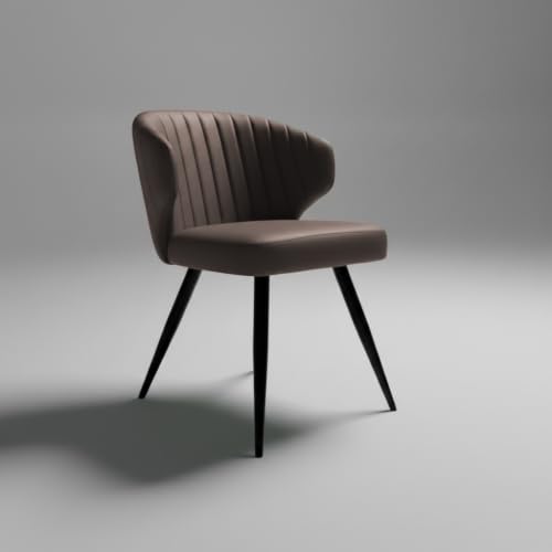 Image of Finch Fox Shree Faux Leather Living Room Dining Chair in Dark Brown Color with Black Powder Coated Metal Legs