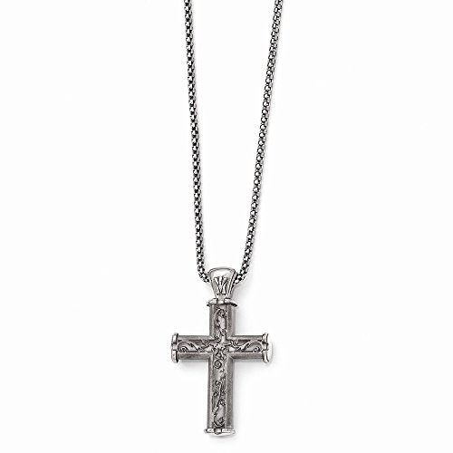 DiamondJewelryNY Edward Mirell Titanium Casted Satin & Polished Cross Pendant Necklace