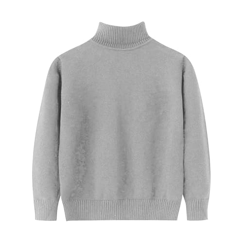 Stylish Boys Girls Soft Cozy Knitwear Long Sleeve Ribbed Warm Knitted Sweater Solid Color High Neck Pullover Top