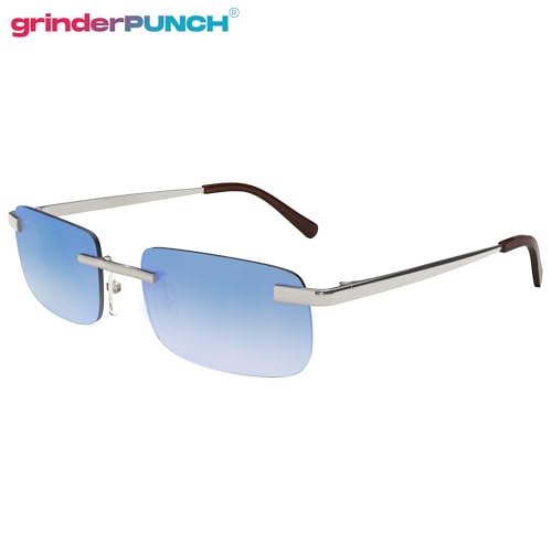 Image of grinderPUNCH Small Slim 90's Popular Nineties Rectangular Sunglasses Clear Rimless Eyewear
