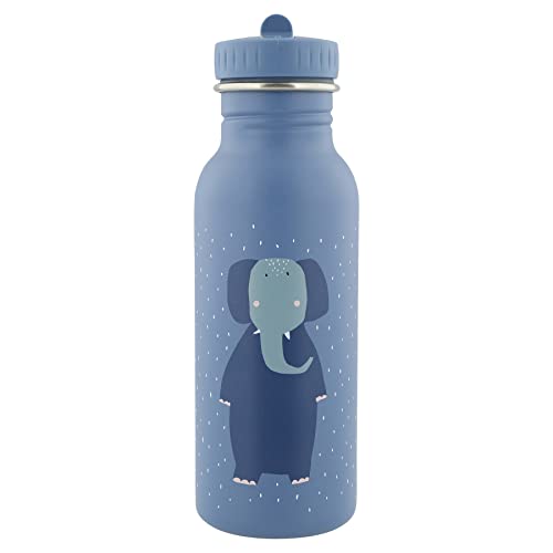 Trixie Baby Trinkflasche aus Edelstahl, 350ml/500ml, Auslaufsicher, mit Tragekordel, Schlanke Form für Kleine Hände, Bruchsicher, ab 3 Jahren (Mrs. Elephant, 500ml)