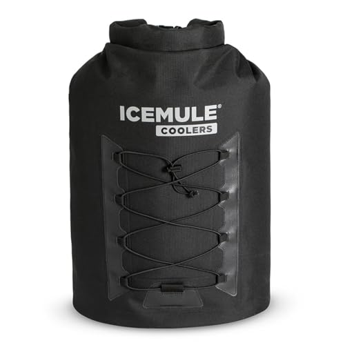 ICEMULE Pro XLarge Collapsible Backpack Cooler Hands Free 100% Waterproof 24+ Hours Cooling Soft Sided Cooler for Hiking Camping Fishing & Picnics 33 Liter Fits 32 Cans + Ice Matte Black