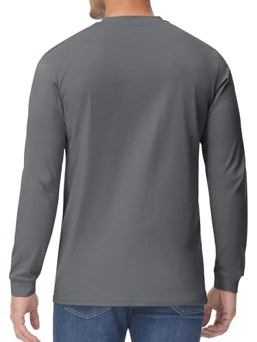 TACVASEN Men's Cotton Henley Shirts Long Slevee 3-Button with Pocket Moisture Wicking Casual Shirts2