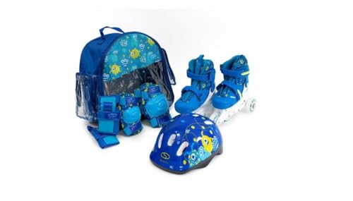 SMJ Kinder Set 2in1 Inliner Rollschuhe VERSTELLBAR Inline Skates mit LED...