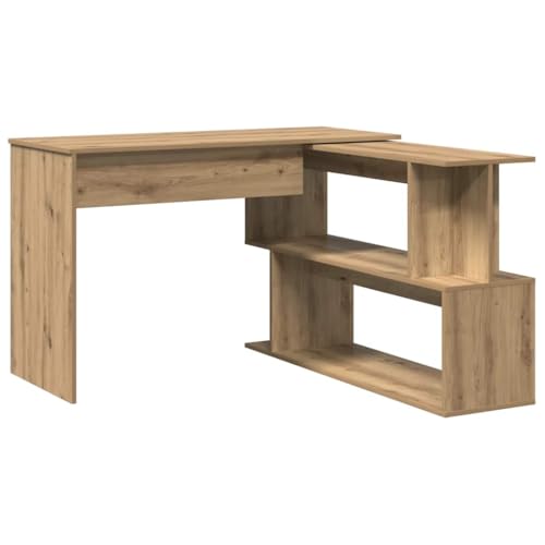 Bureau d angle chêne artisanal 200,5x50x76 cm bois d ingénierie