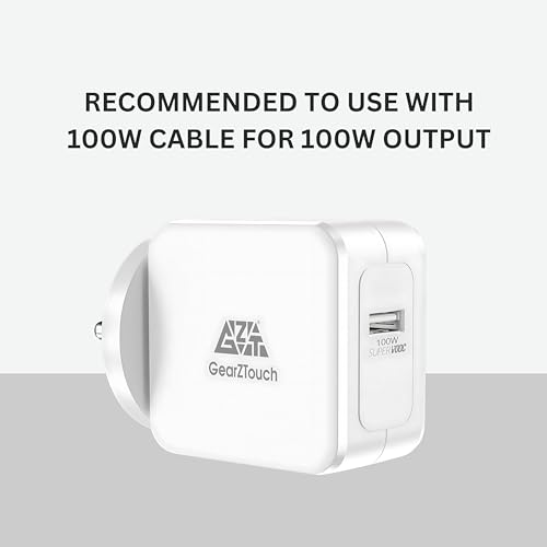 Image of GZTOUCH 100W SuperVOOC Fast Charging Adapter | High-Power Wall Charger Compatible with OnePluss /Realmme /Oppoo & Type-C Devices Supports VOOC /SuperVOOC /Dart /Dash /Warp & QC 3.0- WHITE