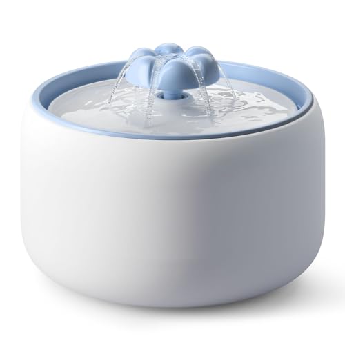 WOPET Fuente de agua de cerámica para gatos, 3L/2,863.3 g W03 Lite elegante fuente de agua para mascotas, dispensador de agua para gatos y perros, ultra silenciosa, fácil de limpiar y montar, blanco y