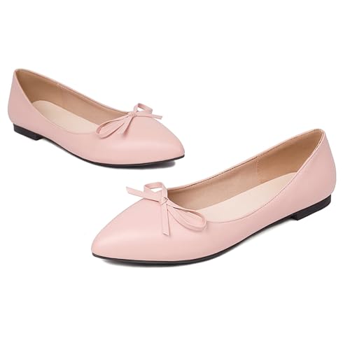 Flat Pointed Toe Women Comfy Bow Dolly Shoes2