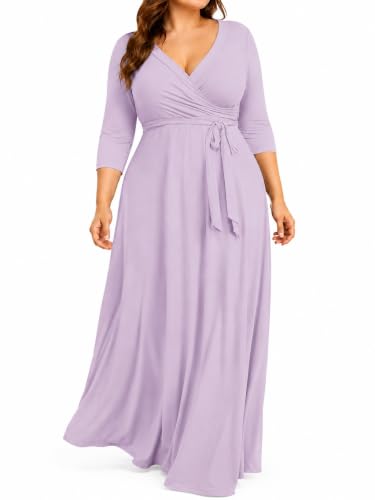 Image of PinkPatty Plus Size Maxi Dress for Women 3 /4 Sleeve Casual Long Dress