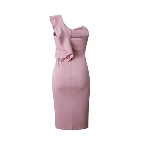 ECOWISH-Womens-Dresses-Sexy-Ruffle-One-Shoulder-Sleeveless-Split-Bodycon-Midi-Party-Dress ECOWISH Women's Dresses Sexy Ruffle One Shoulder Sleeveless Split Bodycon Midi Party Dress Pink Small