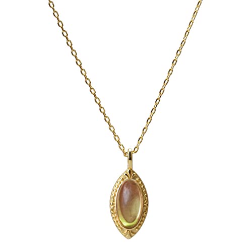 Gold Plated Sterling Silver Oval Onyx Pendant Necklace S925 Sterling Silver Natural Agate Necklace for Party, The Eye of Medusa