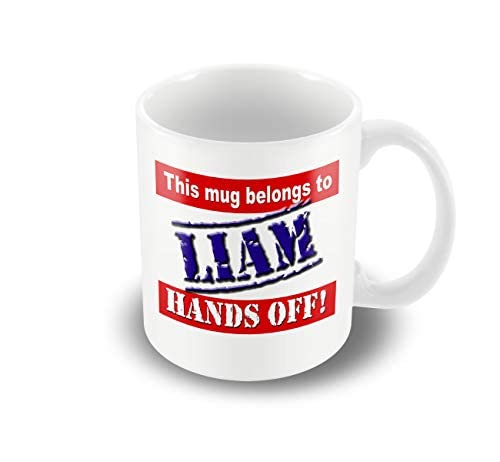 VOLTX DESIGN This Printed Creamic Mug Belongs to Liam - Hands Off! A Personal Printed Creamic Mug That Makes A Great Gift (335ml)