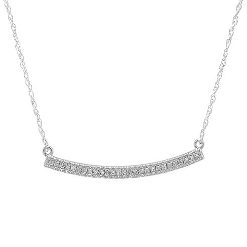 Dazzlingrock Collection 0.10 Cttw Round White Diamond Womens Bar Shape Fashion Pendant 1/10 CT, 14K Solid White Gold