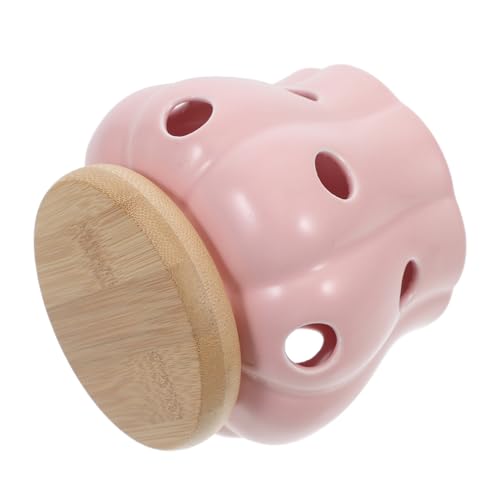 PRETYZOOM Ventilated Ceramic Garlic Keeper Jar for Kitchen Counter Lidded Storage Container for Fresh Garlic and Ginger Easy to Maintain Home Accessory