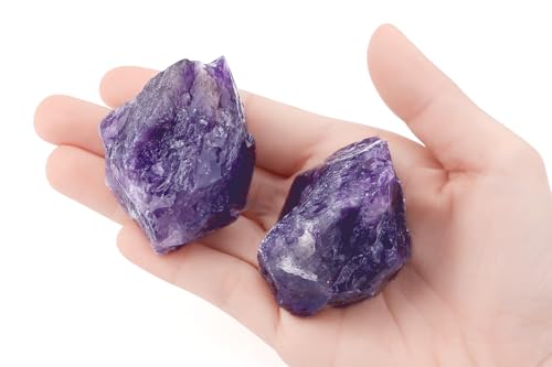 Image of 2Pcs Amethyst Crystals 1.8-2.2 inch Large Purple Raw Stones Rocks