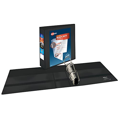 Image of Avery Heavy-Duty View 3 Ring Binder, 3 inch One Touch Slant Rings, Holds 8.5 inch x 11 inch Paper, 2 Black Binders (79873)
