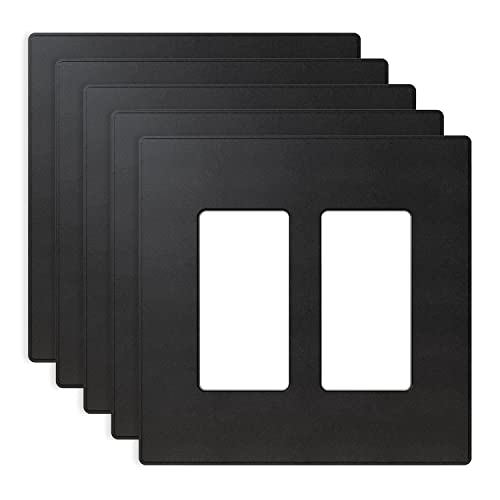 ELEGRP 2 Gang Screwless Decorative Wall Plates, Mid-Size Unbreakable Thermoplastic Faceplate Cover...