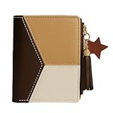 Henniu Carteira Feminina Slim Pequena Porta Cartão Documentos Couro PU com zíper porta-moedas carteira da moda (MARROM)