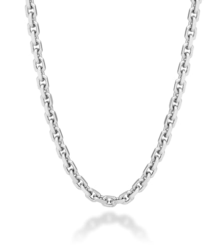 Miabella Solid 925 Sterling Silver Italian 3mm Thick Square Link Open Box Chain Necklace for Men/Made in Italy