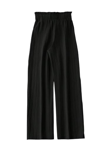 SOLY HUX Women's Wide Leg Pants Bow Tie Front Elastic High Waisted Baggy Casual Long Trousers2