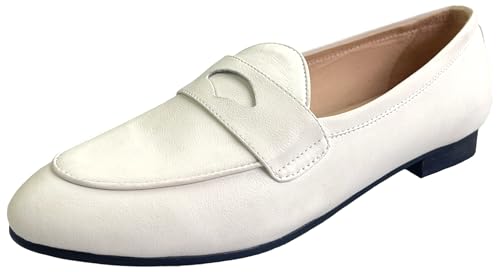 Image of Justar Women's Leather Penny Loafers Slip on Dress Flats Shoes for Women