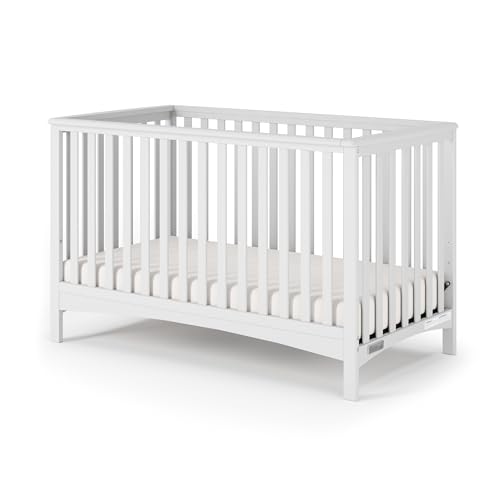 Image of Child Craft London 4-in-1 Convertible Crib, Baby Crib Converts to Day Bed, Toddler Bed and Full Size Bed, 3 Adjustable Mattress Positions, Non-Toxic, Baby Safe Finish (Matte White)