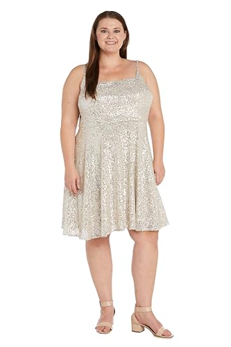 Image of Mini Sequined Evening Dress W /Square Neck & Adjustable Spaghetti Straps