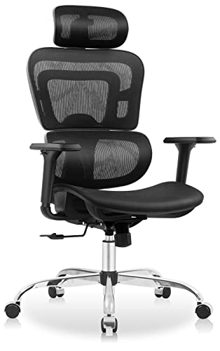 KERDOM 全面メッシュチェア ワークチェア オフィスチェア リクライニングチェア 人間工学椅子 デスクチェア テレワーク 3Dアームレスト 可動式ヘッドレスト 合金ガスシリンダー 特製キャスター 360度回転 多機能 通気性 事務 おしゃれ ブラック KD968ZK-S-Black