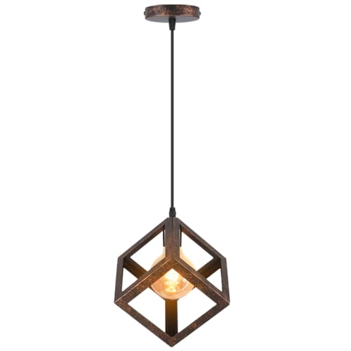 iDEGU Suspension Luminaire Moderne Lustre Forme Cube Lampe de Plafon de Style Géométrique en Métal E27 Plafonnier pour Chambre Salon Restaurant - 16CM...