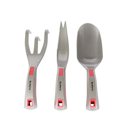 Hand-Set, Aluminium, Garten- und Rasenwerkzeug-Set, 3-teilig, Rot