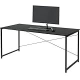 サンワダイレクト パソコンデスク 幅160×奥行70cm モニターアーム対応 机 PCデスク 組立簡単 ブラック 100-DESKF063BK