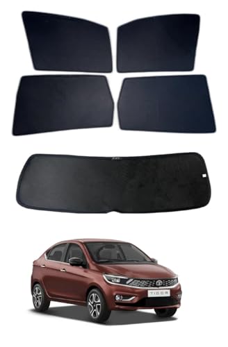 Image of Premium Car Sunshade Fix Type Non-Magnetic Curtain with Rear Dicky Curtain Set of 5pc for Tata Tigor
