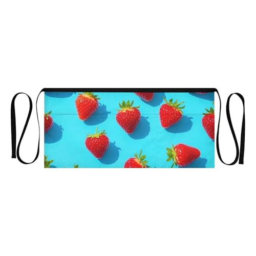 FASHON&FASCIN Server Apron with Pockets Waist Aprons Half Waitress Apron Strawberry Print for Gardening Restaurant,Multi19