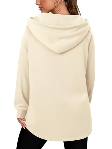 onlypuff Women Hoodie Pullover Trendy Quarter Zipper Lapel Sweatshirts Drawstring Cute Hooded Tunic Tops with Side Pockets