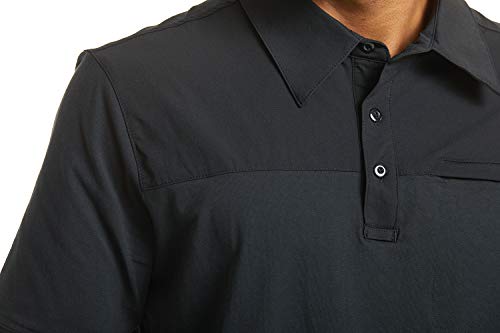 Camisa polo masculina de manga curta com bolsos e zíper CRYSULLY, Dark Gray, XX-Large