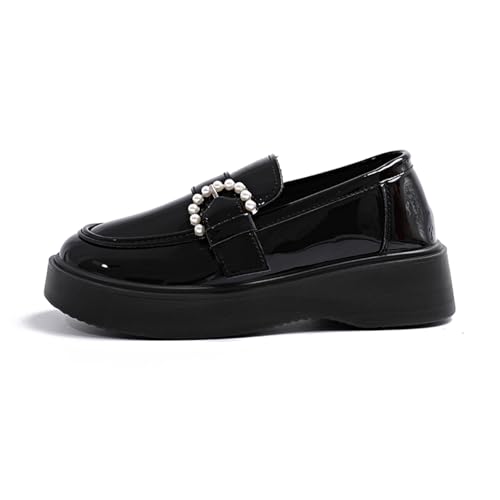 Mary Jane Shoes for Women Chunky Flats - Women Black Platform Mary Janes - Ladies Casual Pearl Shoes Comfortable Dressy3