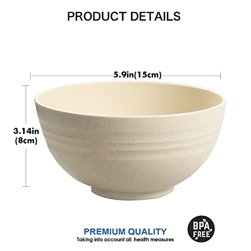 26 OZ Wheat Straw Cereal Bowls with Dust-Proof Lid, Reusable Bowls for Kitchen, Set of 4, Microwave and Dishwasher Safe, for Soup, Oatmeal, Ramen, RV, Camping,College Dorm Room, Coastal - image 7