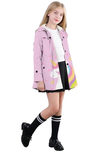 Image of Betusline Girl's Single Breasted Trench Coat Hooded Dress Coat Outerwear, 2-14 Years