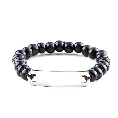 8mm Cross Beads Wooden Bracelet for Men Women Healing Lava Rock Stretch Bracelets Set2