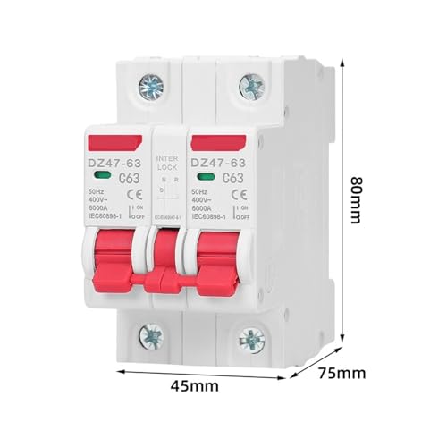Inverseur de source manuel rail DIN robuste 1P 1P 63A