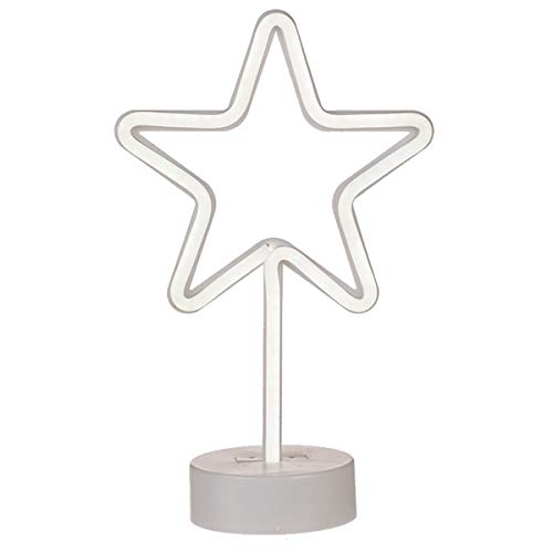 Preisvergleich Produktbild Weiße Kunststoff-Neon-Leuchte, Stern auf Standfuss