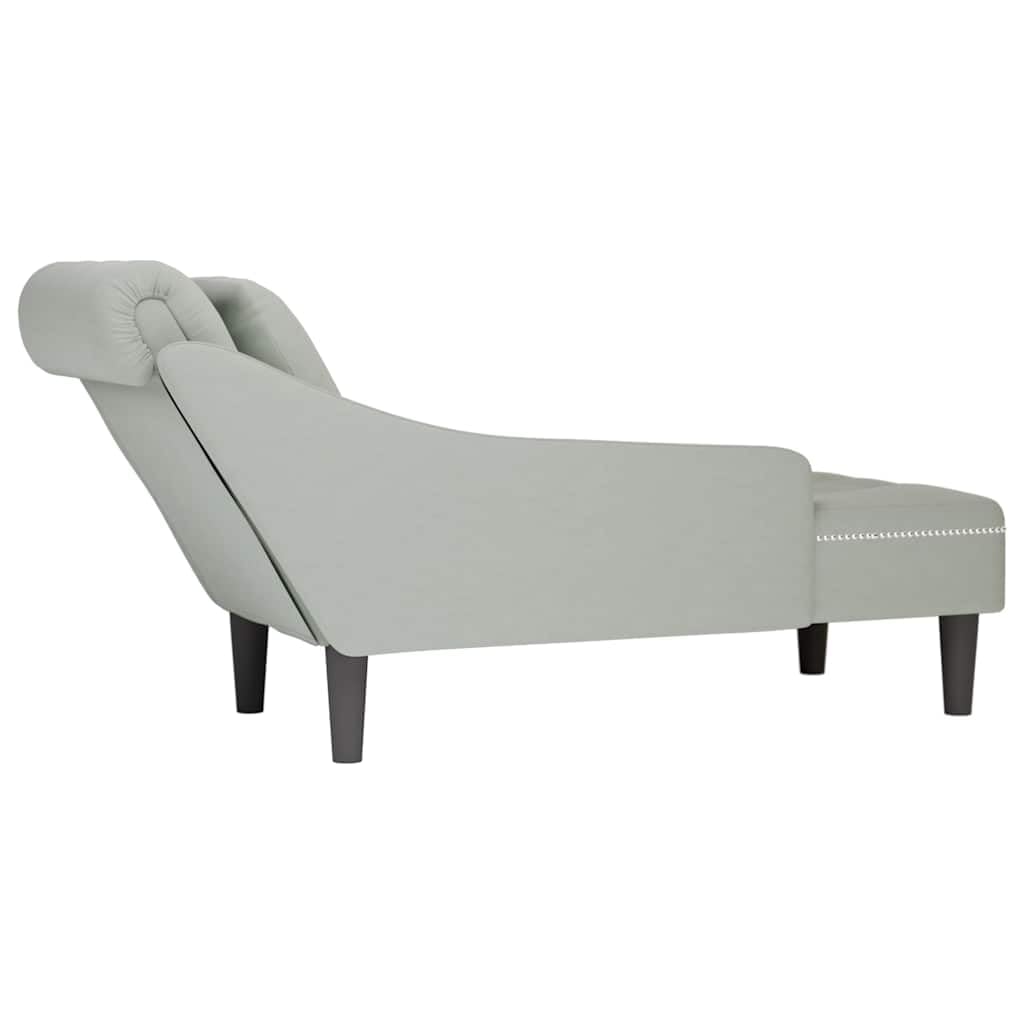 vidaXL Sdraio con Cuscino e Bracciolo Destro in Velluto Grigio Chiaro